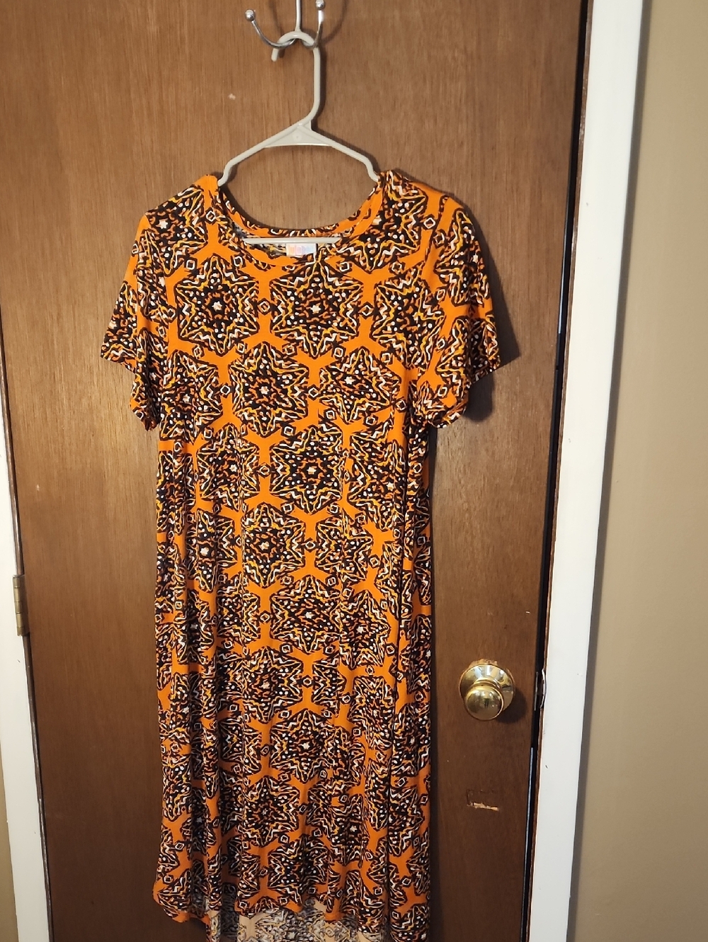 LuLaRoe Orange and Black Geometric Dress